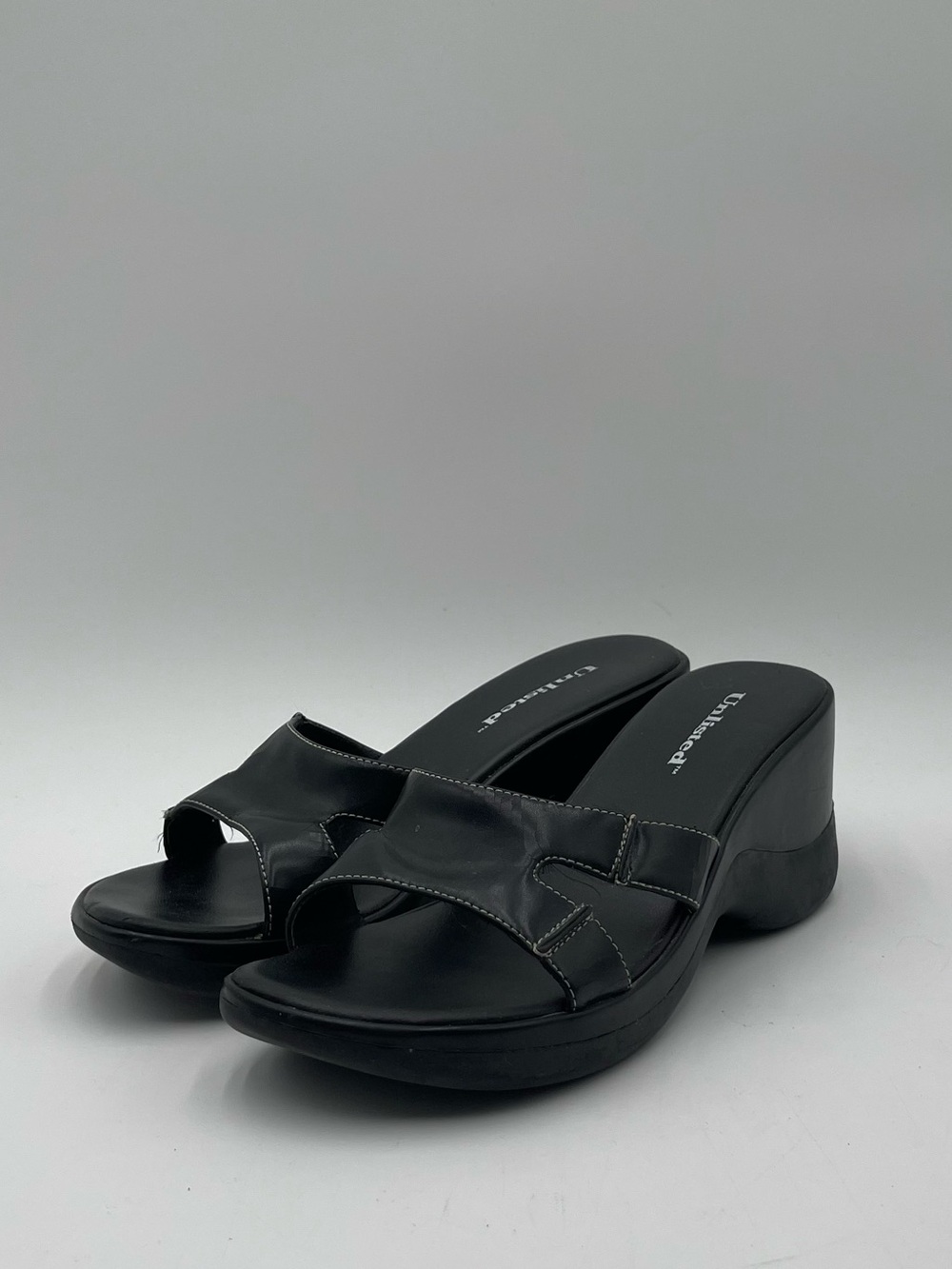 Unlisted Womens Black Wedge Chunky Sandals Size 8 y2k 90s
